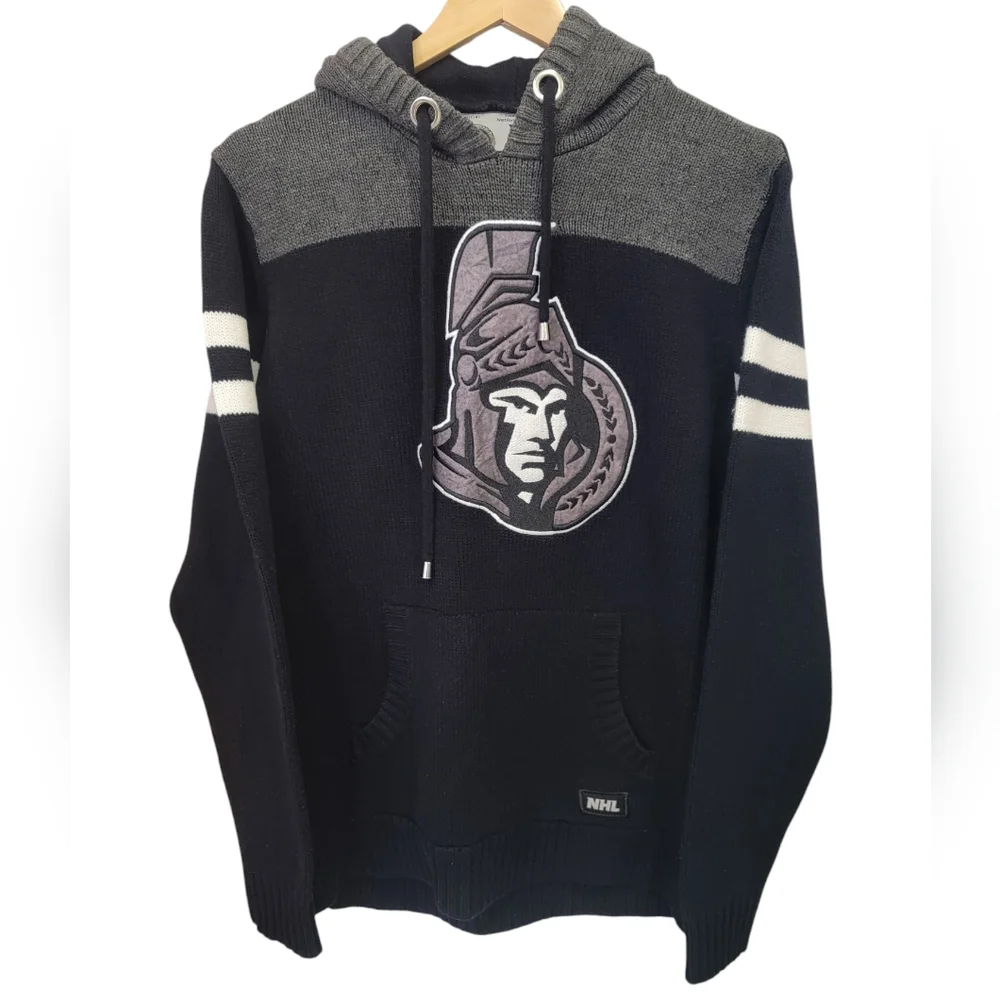NHL by ILANCO Ottawa Senators Knit Hoodie Black Sens Pullover Sweater Me… - Picture 4 of 16
